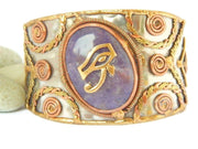 Eye of RA/Amethyst gemstone Cuff Bracelet. #StraightPathJewelry #EgyptianJewelry